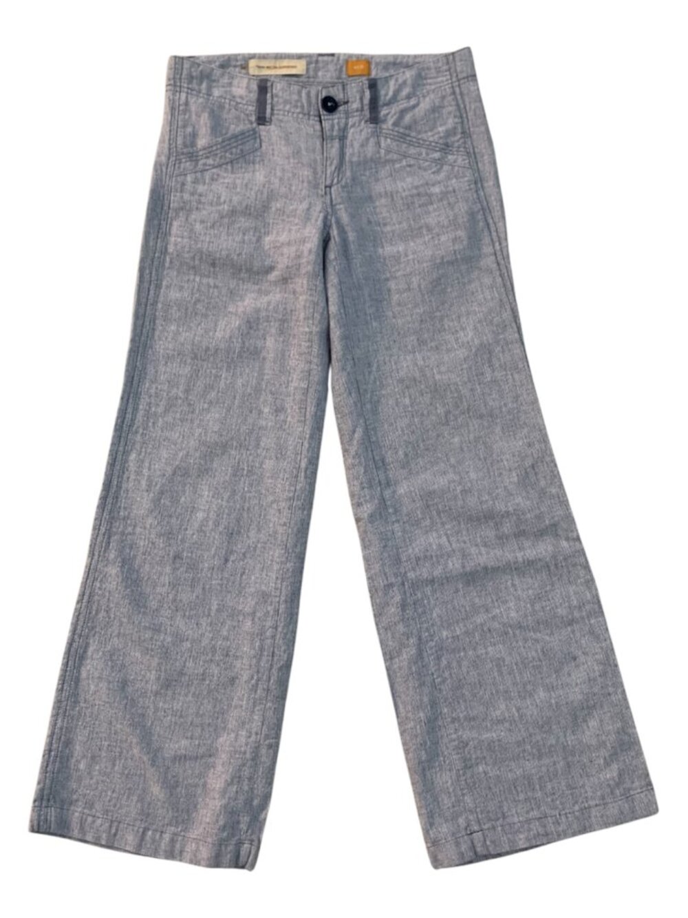 Pilcro and the Letterpress Women size 0 (XS) Blue Low Rise Linen Pants Wide Leg